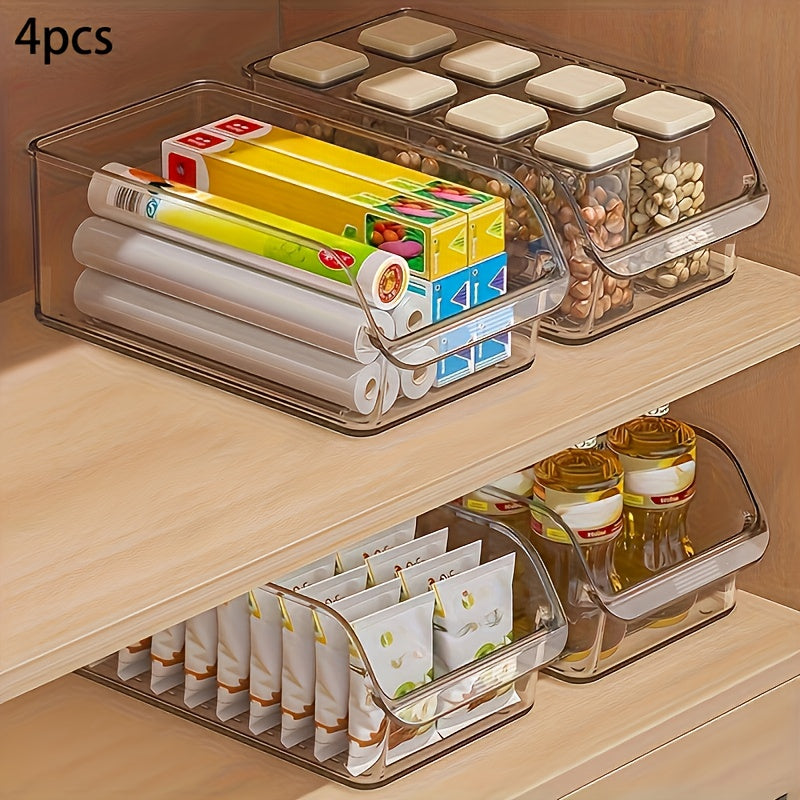 4pcs\u002FSet Pull Out Storage Basket | Transparent Layered Organizer