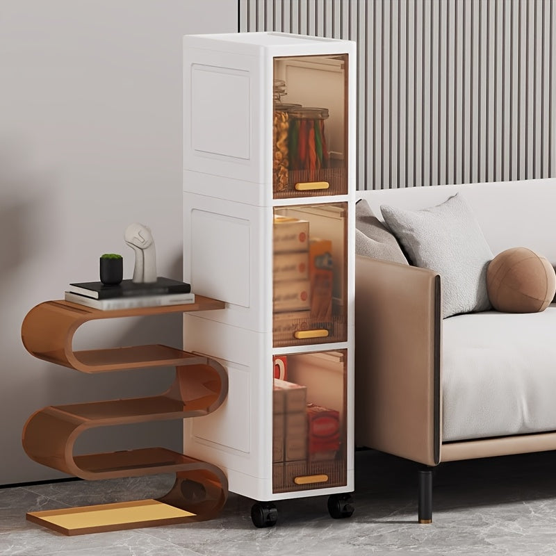 3-Tier\u002F4-Tier\u002F5-Tier Narrow Bathroom Storage Cabinet with Wheels