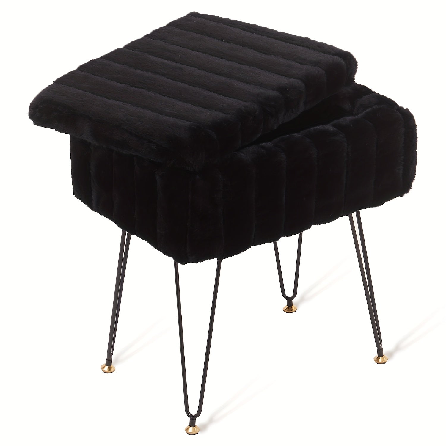 Storage Ottoman, Vanity Stools With Metal Legs, 16.5\