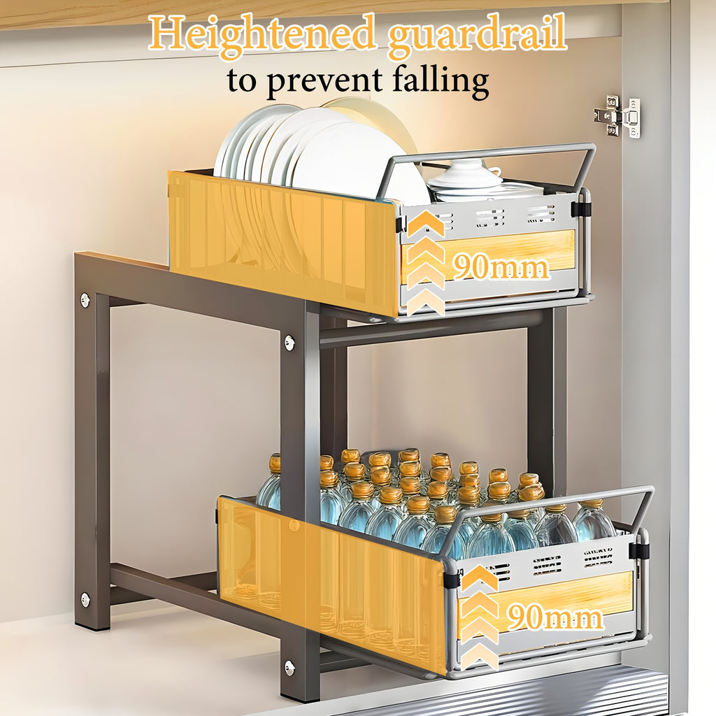 Space-Saving Storage Rack Space-Saving Multi-Layer Under-Sink Pull-Out Storage Rack