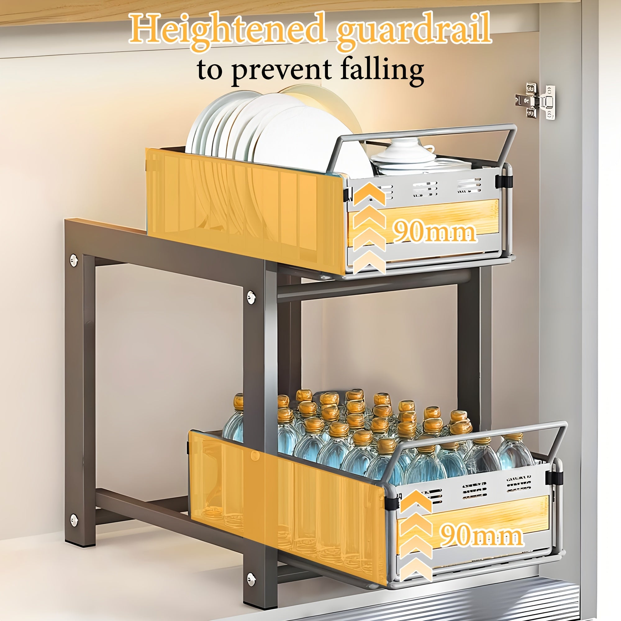 Space-Saving Storage Rack Space-Saving Multi-Layer Under-Sink Pull-Out Storage Rack
