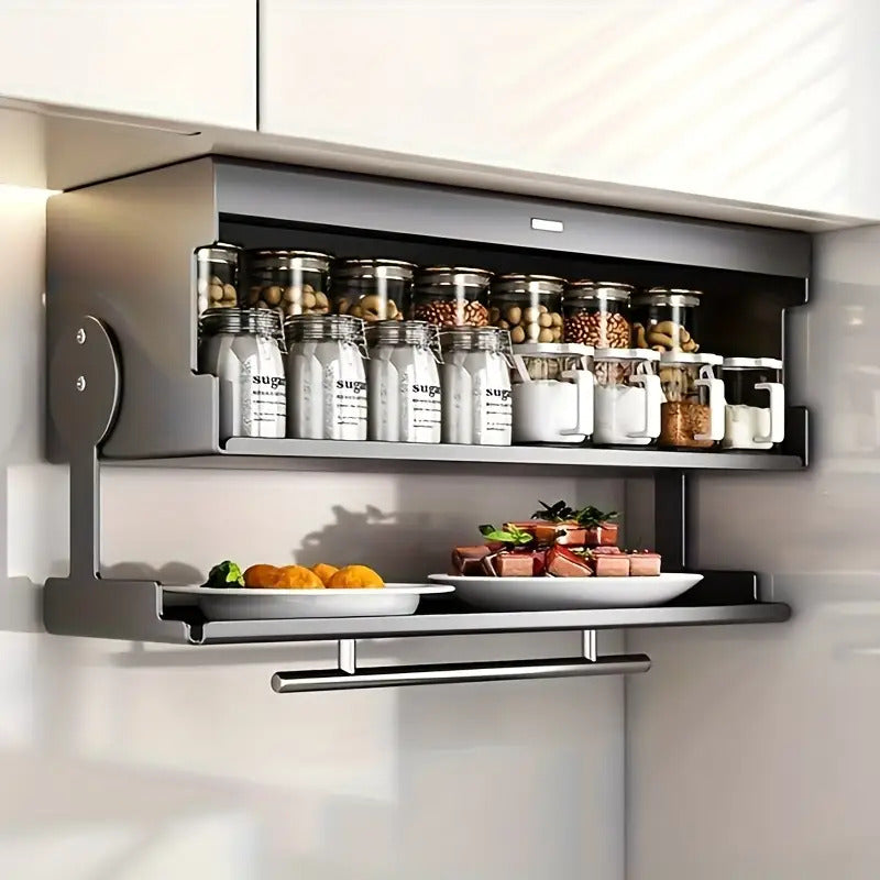 Wall-Mounted Kitchen Storage Cabinet with Pull-Down Double