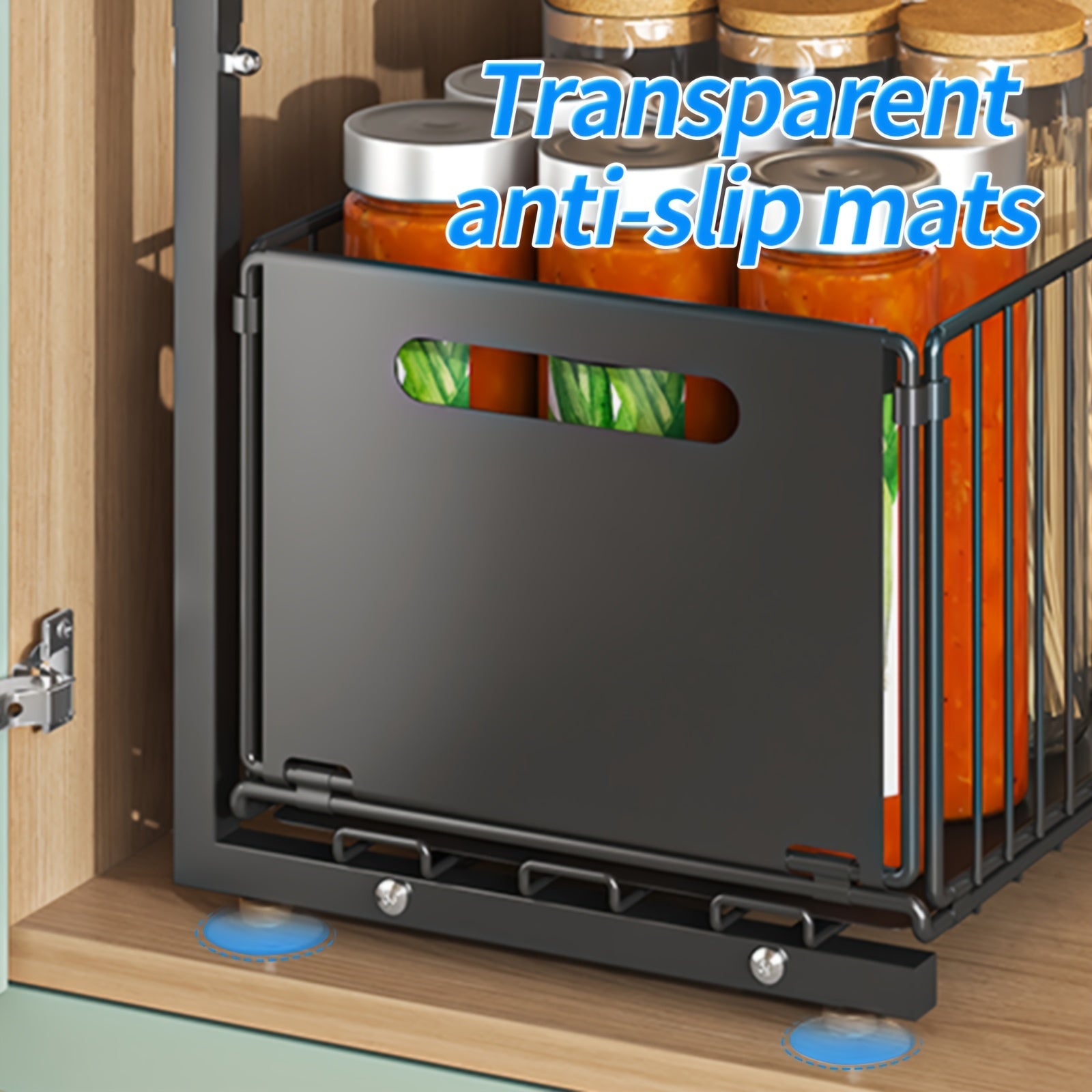 1pc Contemporary Metal 2-Tier Slide-Out Storage Basket