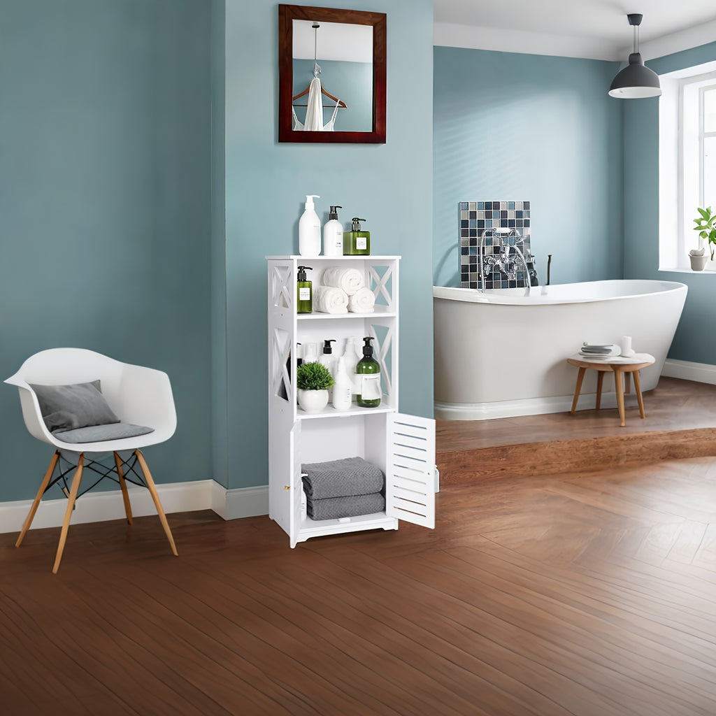 A Minimalist Three-Tier Bathroom Cabinet with Large Storage Capacity