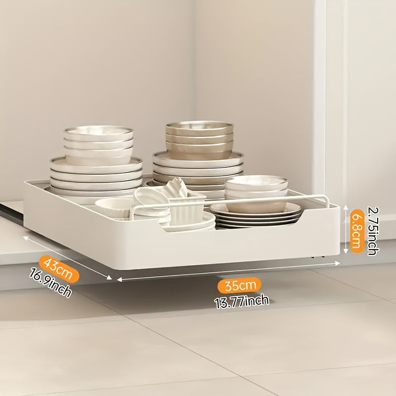 White Metal Single Tier Storage Drawer Rack - Large Capacity