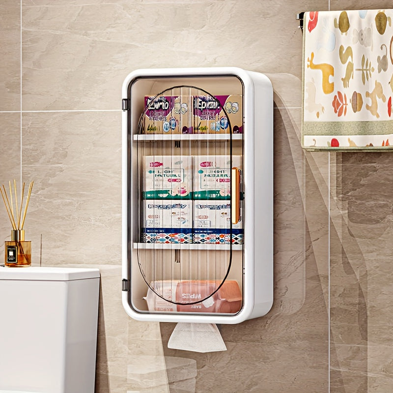 No-Drill Wall-Mounted Storage Cabinet with Transparent Doors