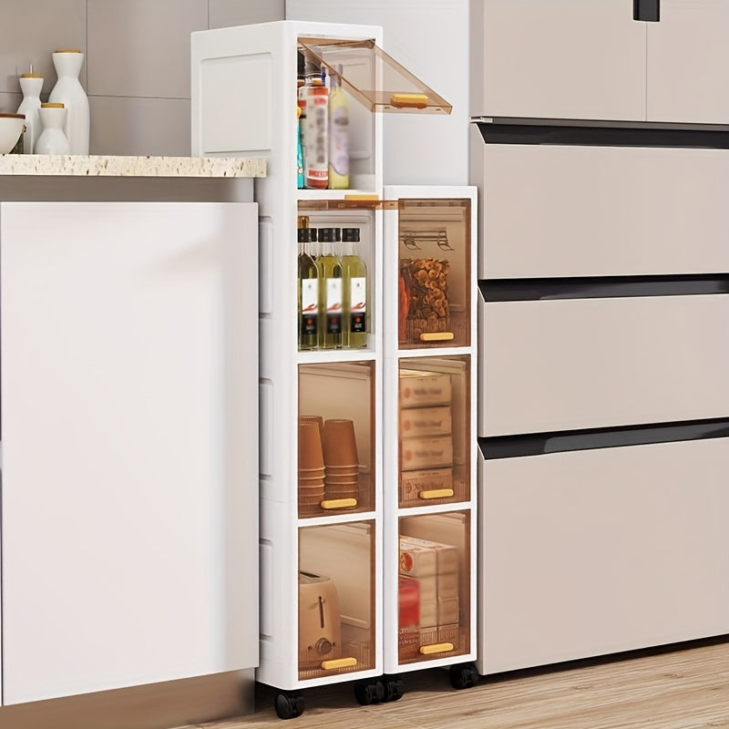 3-Tier\u002F4-Tier\u002F5-Tier Narrow Bathroom Storage Cabinet with Wheels