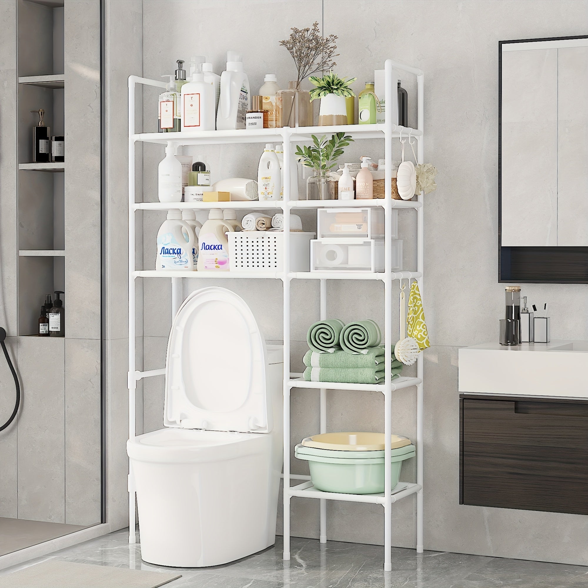 AYQW 2-Tier\u002F3-Tier Bathroom Storage Cabinet Suitable for Shower & Bathtub