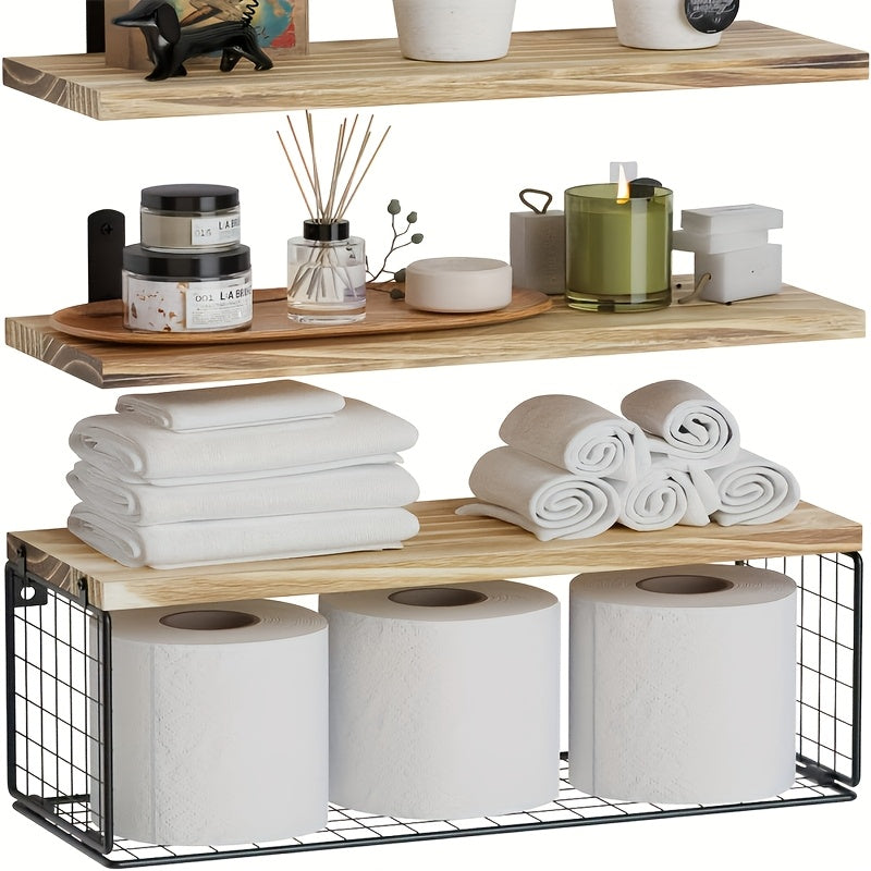 Storage Cabinet Above The Toilet, Floating Shelves on The Bathroom Wall, Bathroom Rack, Storage Basket Above The Toilet, Easy to Install, 15.7X6.0 inch, Available in 4 Colors