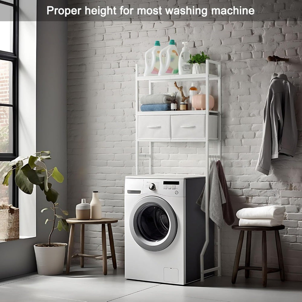 3-Tier Over-the-Toilet Storage Cabinet with Fabric Drawers