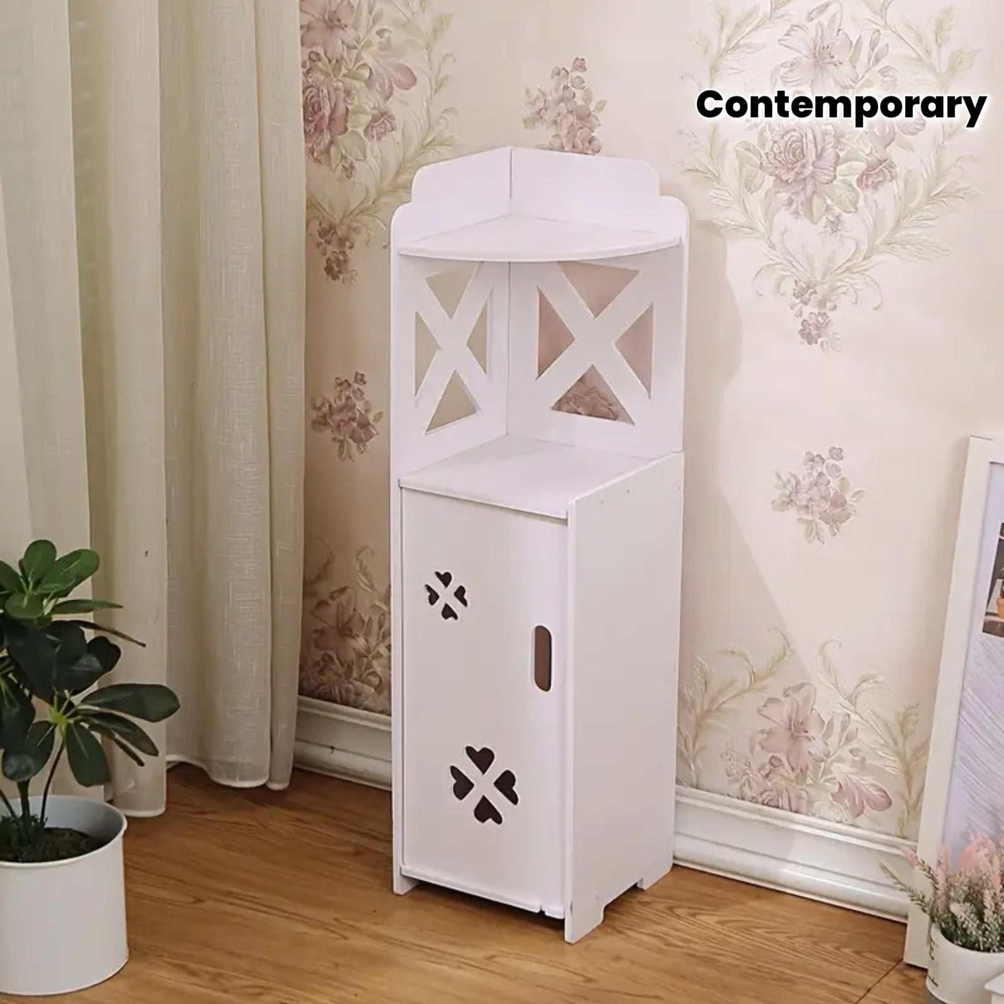 Compact Bathroom Storage Unit with Multiple Shelves - Sturdy Plastic Design