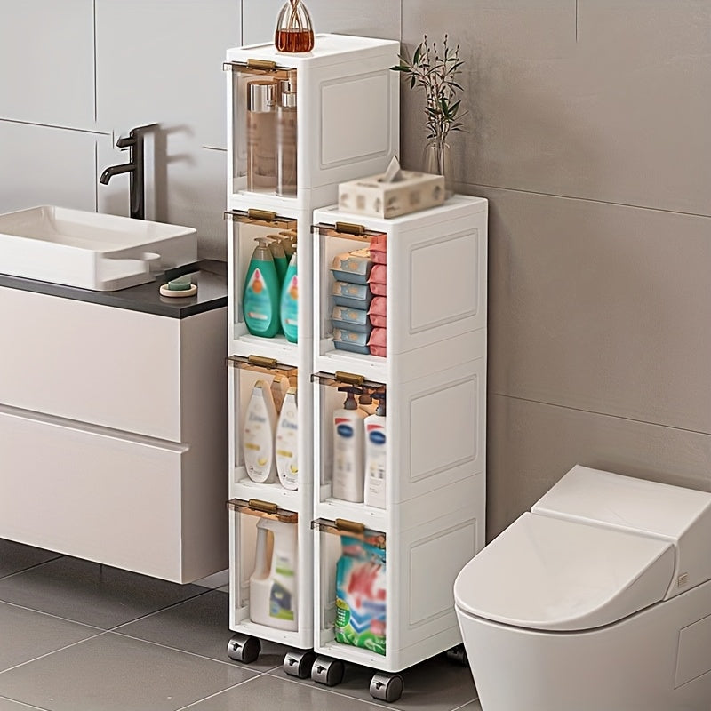3-Tier\u002F4-Tier\u002F5-Tier Narrow Bathroom Storage Cabinet with Wheels