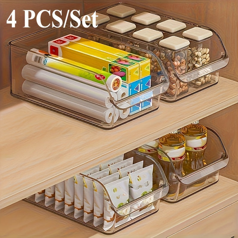 4pcs\u002FSet Pull Out Storage Basket | Transparent Layered Organizer