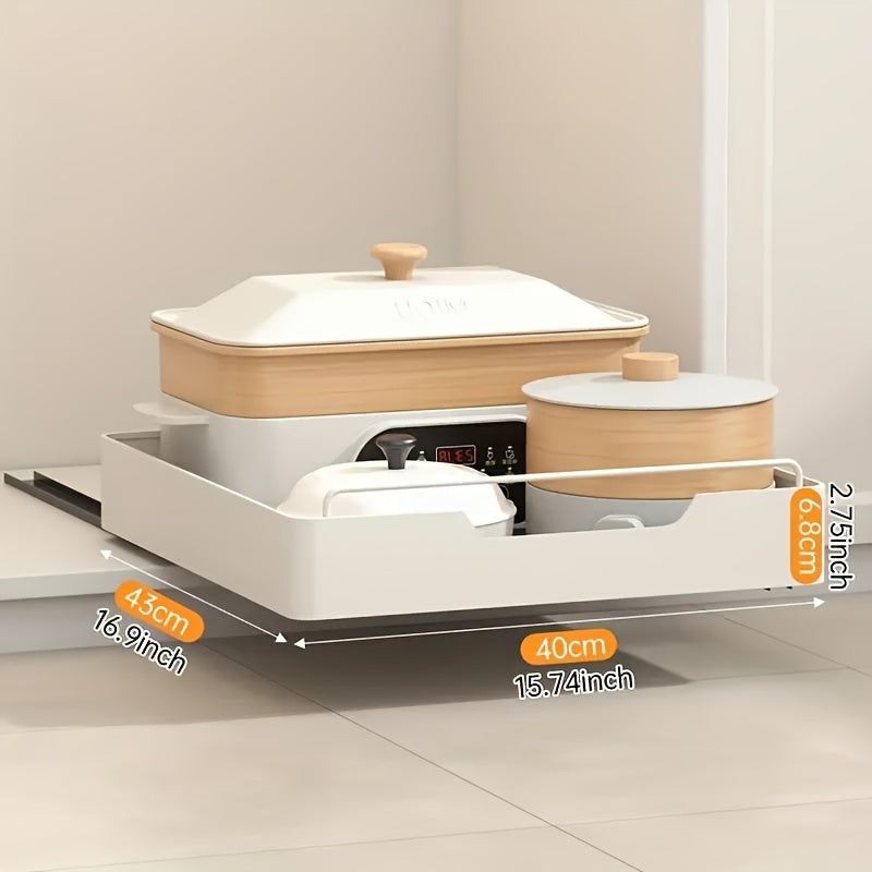 White Metal Single Tier Storage Drawer Rack - Large Capacity