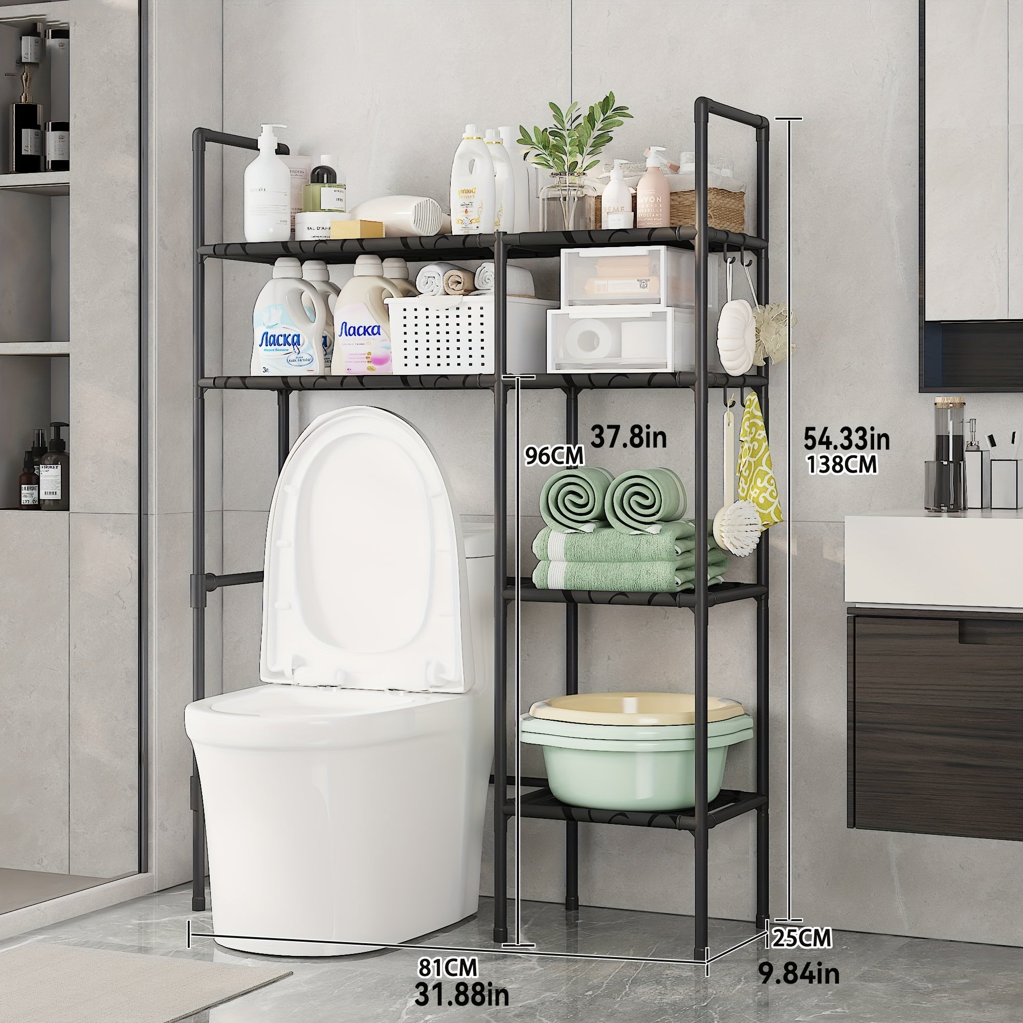 AYQW 2-Tier\u002F3-Tier Bathroom Storage Cabinet Suitable for Shower & Bathtub