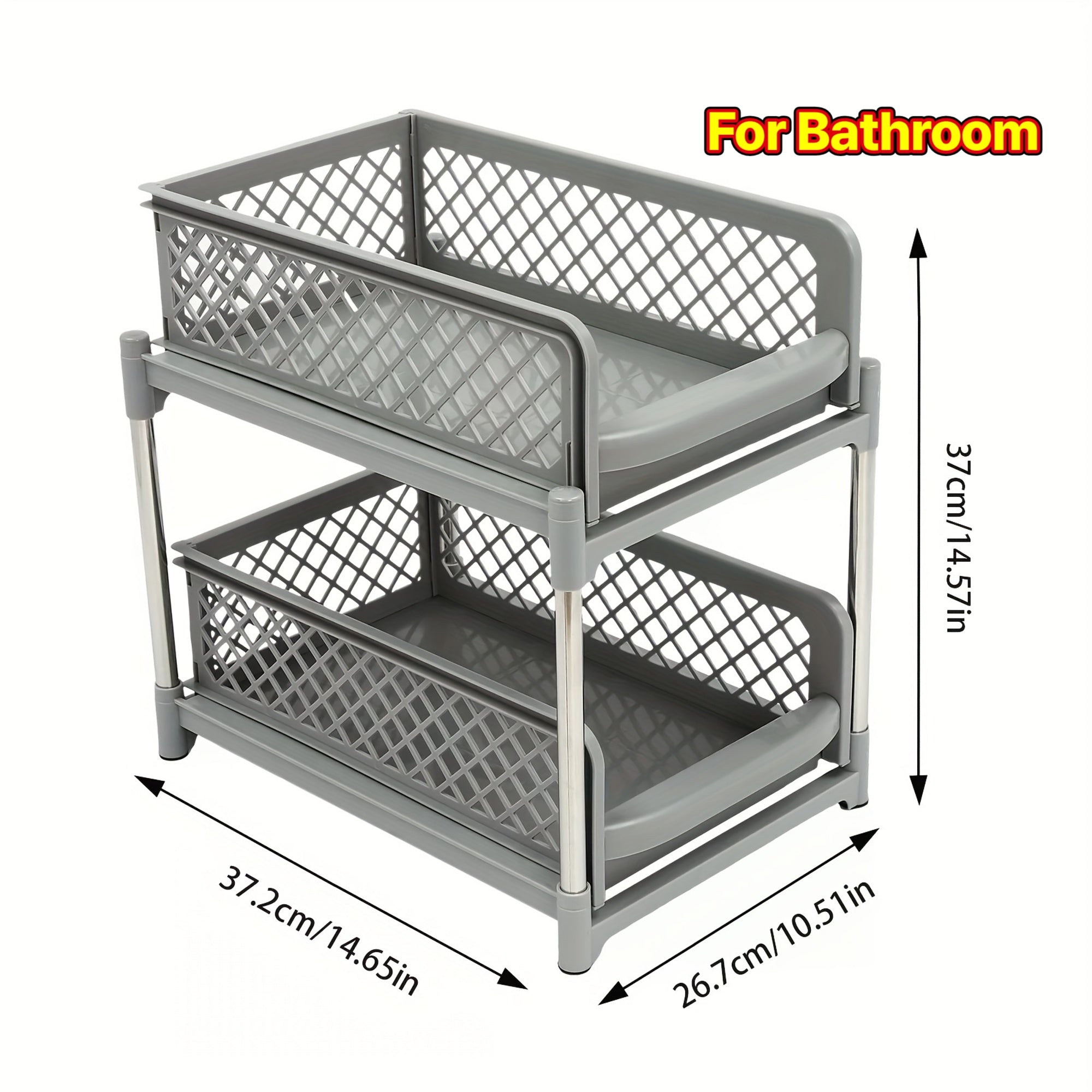 Space-Saving Storage Unit 2-Tier Pull-Out Drawer Shelf