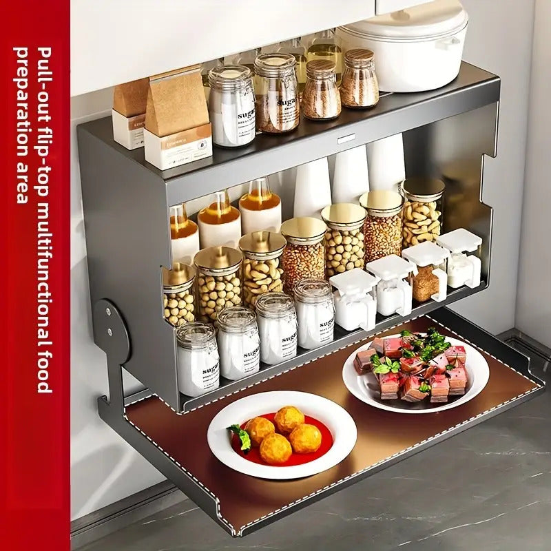 Wall-Mounted Kitchen Storage Cabinet with Pull-Down Double