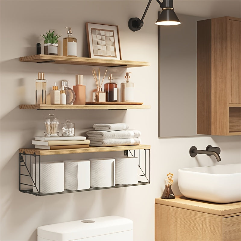 Storage Cabinet Above The Toilet, Floating Shelves on The Bathroom Wall, Bathroom Rack, Storage Basket Above The Toilet, Easy to Install, 15.7X6.0 inch, Available in 4 Colors