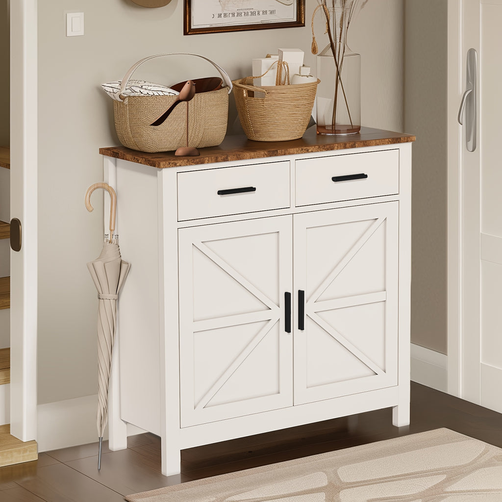 Kitchen Storage Cabinet, Modern Farmhouse Self-Service Cabinet with Storage Space