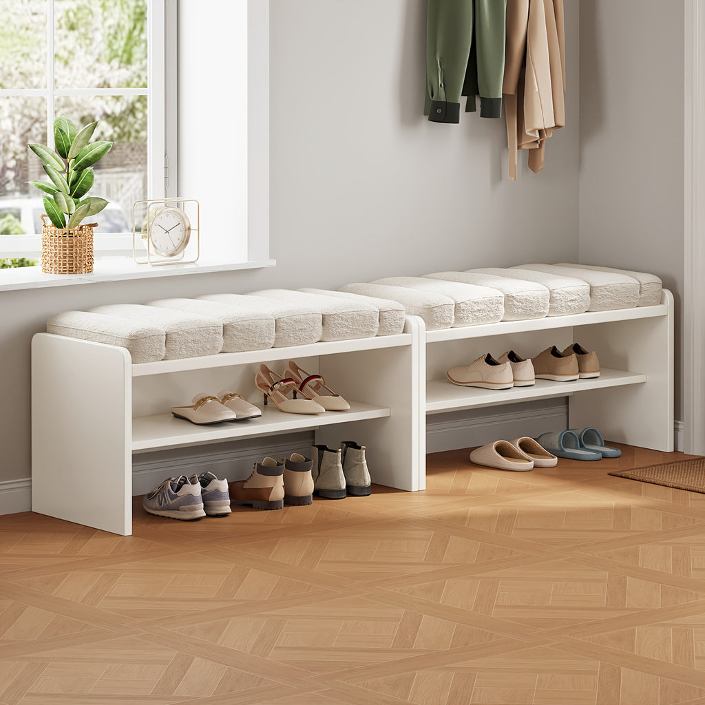 Step Stool, Footstool, Shoe Bench, Footstool, Change Shoe Stool, Shoe Bench with Storage, Entryway Sit Down Bench with Padded Seat, 18.5\