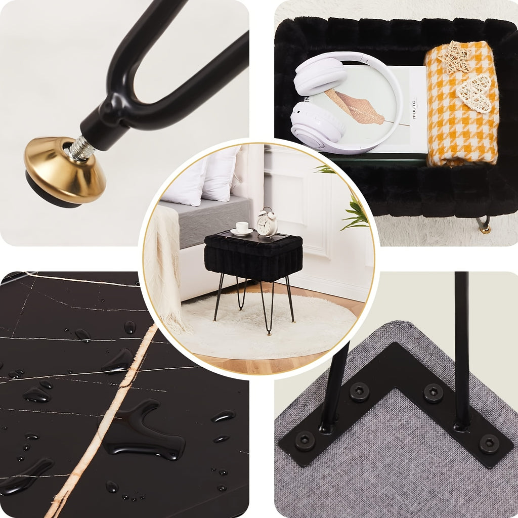 Storage Ottoman, Vanity Stools With Metal Legs, 16.5\